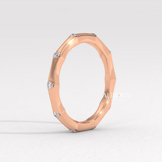 Round Diamond Petite Pave Setting Eternity Moissanite Wedding Band