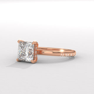 2.0CT Princess Cut Diamond Hidden Halo Setting Moissanite Engagement Ring