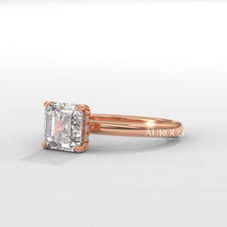 1.50CT Asscher Cut Diamond Hidden Halo Moissanite Engagement Ring