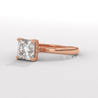 1.50CT Princess Cut Diamond Hidden Halo Setting Moissanite Engagement Ring