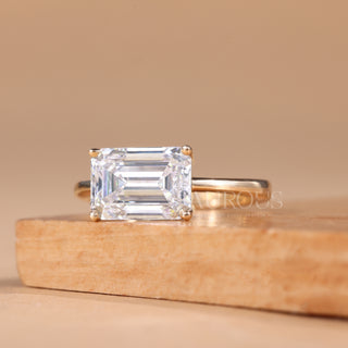 white gold solitaire engagement ring, rose gold solitaire diamond ring, white gold emerald diamond ring, rose gold emerald engagement ring, vintage emerald cut ring 