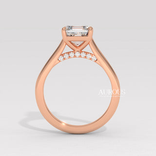 1.0CT Asscher Cut Hidden Diamond Moissanite Engagement Ring
