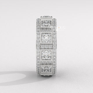 Princess Diamond Unique Eternity Moissanite Wedding Band