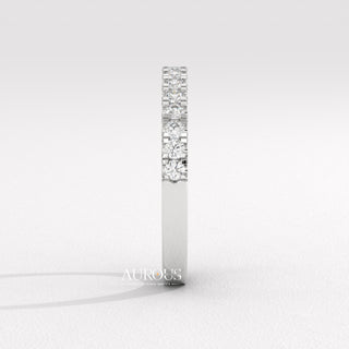 Round Diamond Half Eternity Pave Setting Moissanite Wedding Band