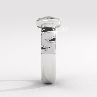 Unique Belt Design Solid Gold Plain Men's Ring