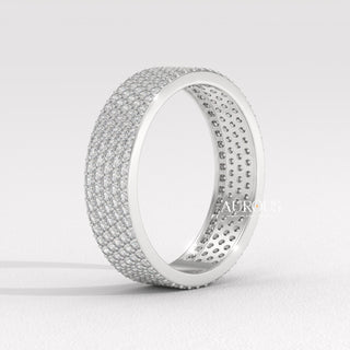 Round Diamond Cluster Setting Wide Moissanite Wedding Band