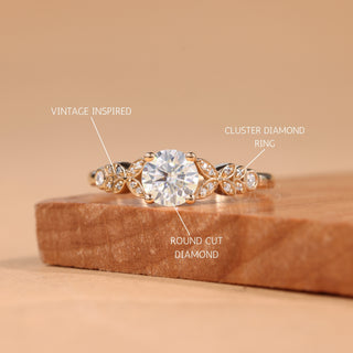 round cut pave setting ring, 18k gold engagement ring, elegant round diamond ring, round diamond prong setting, luxury gold diamond ring, dainty round cut ring