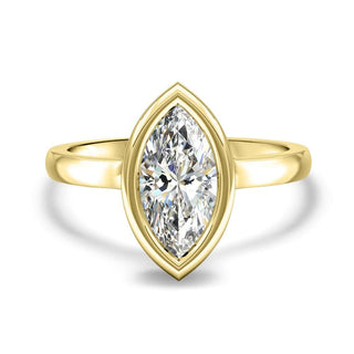Bezel Set Moissanite Marquise Cut Diamond Engagement Ring For Women