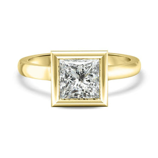 Bezel Set Diamond Princess Cut Moissanite Engagement Ring For Women