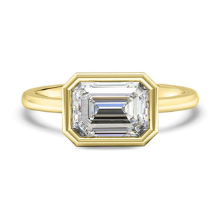 Emerald Cut East West  Moissanite Diamond Engagement Ring For Women