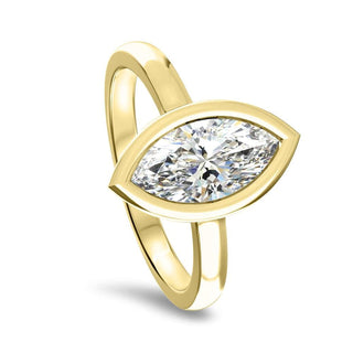 Bezel Set Moissanite Marquise Cut Diamond Engagement Ring For Women