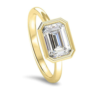 Emerald Cut East West  Moissanite Diamond Engagement Ring For Women