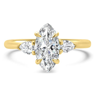 Three Stone Diamond Marquise Cut Moissanite Engagement Ring For Women