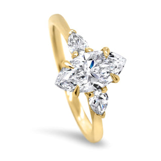 Three Stone Diamond Marquise Cut Moissanite Engagement Ring For Women