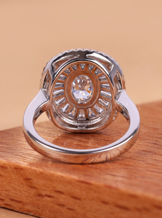 0.50CT Oval Cluster Diamond Bezel Set Unique Engagement Ring