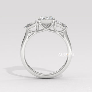 1.50CT Oval Diamond Three Stone Moissanite Engagement Ring