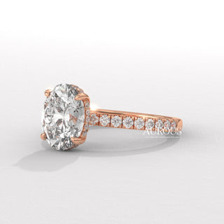 1.50CT Oval Diamond Hidden Halo Moissanite Engagement Ring