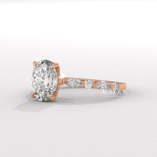 2.0CT Oval Diamond Pave Setting Moissanite Engagement Ring