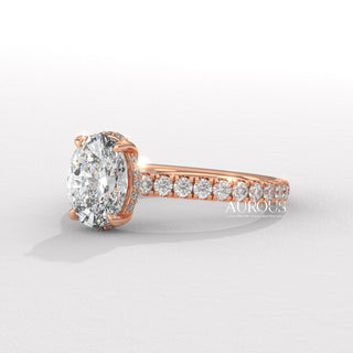 1.50CT Oval Diamond Hidden Halo Pave Setting Moissanite Engagement Ring