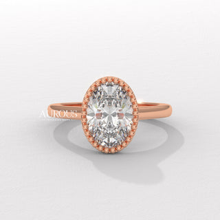 2.0CT Oval Diamond Vintage Style Bezel Setting Moissanite Engagement Ring