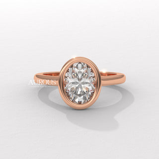 1.50CT Oval Diamond Bezel Setting Solitaire Moissanite Engagement Ring