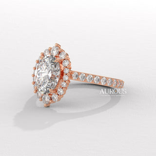 1.0CT Oval Cut Halo Cluster Diamond Moissanite Engagement Ring