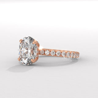 1.50CT Oval Diamond Pave Setting Moissanite Engagement Ring