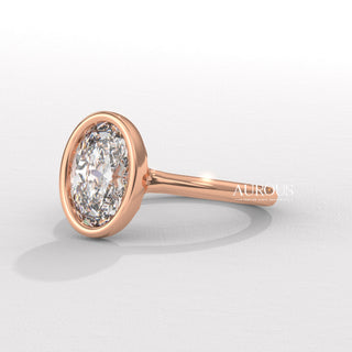 2.0CT Oval Diamond Bezel Setting Moissanite Engagement Ring
