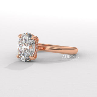 1.50CT Oval Cut Hidden Halo Diamond Moissanite Engagement Ring