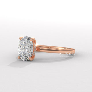 1.50CT Oval Diamond Hidden Halo Setting Moissanite Engagement Ring