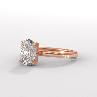 1.50CT Oval Diamond Hidden Halo Moissanite Engagement Ring