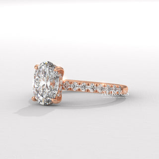 1.0CT Oval Cut Pave Setting Moissanite Engagement Ring