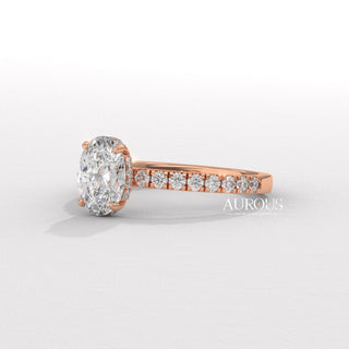 1.0CT Oval Diamond Pave Setting Moissanite Engagement Ring