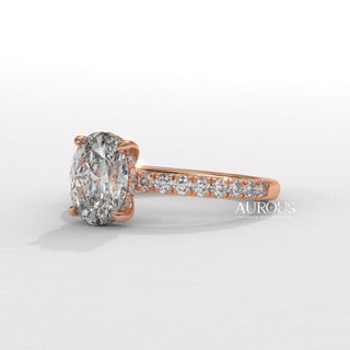 1.0CT Oval Cut Pave Setting Moissanite Engagement Ring