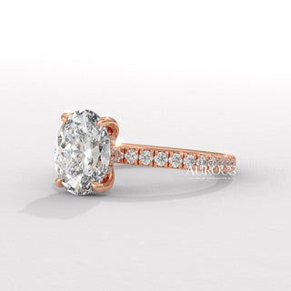 2.0CT Oval Diamond Moissanite Pave Setting Engagement Ring