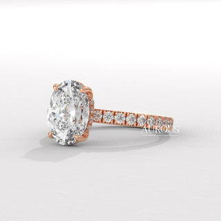 2.0CT Oval Diamond Pave Setting Hidden Halo Moissanite Engagement Ring