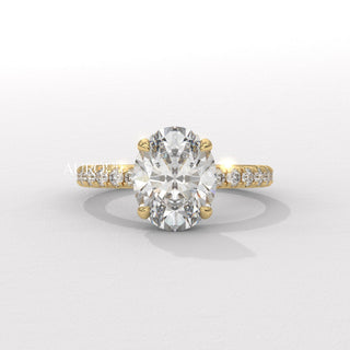 1.50CT Oval Diamond Pave Setting Moissanite Engagement Ring