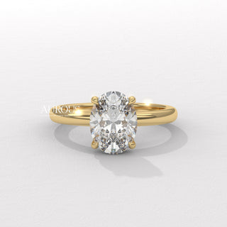 1.50CT Oval Diamond Hidden Halo Moissanite Engagement Ring