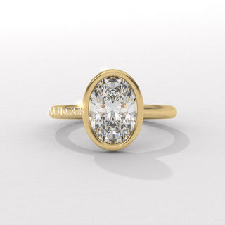 2.0CT Oval Diamond Bezel Setting Moissanite Engagement Ring