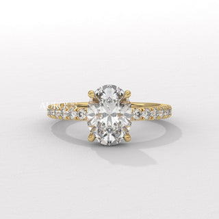 1.0CT Oval Cut Pave Setting Moissanite Engagement Ring