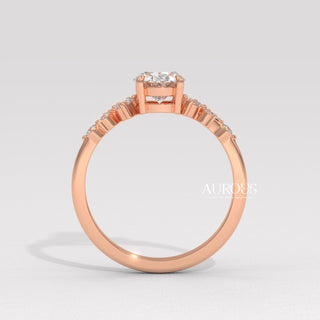 2.0CT Oval Cut Cluster Diamond Moissanite Engagement Ring