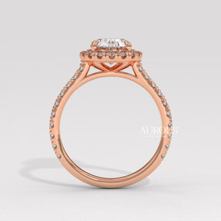 1.50CT Oval Cut Halo Pave Setting Moissanite Engagement Ring