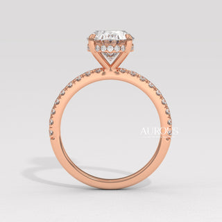 1.50CT Oval Diamond Hidden Halo Moissanite Engagement Ring