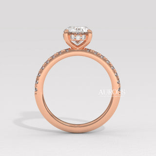 1.0CT Oval Cut Pave Setting Moissanite Engagement Ring
