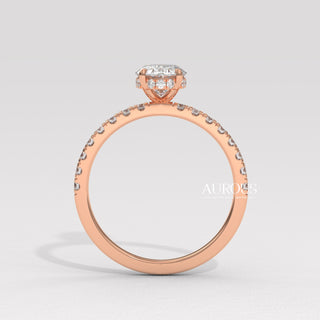 1.0CT Oval Diamond Pave Setting Moissanite Engagement Ring