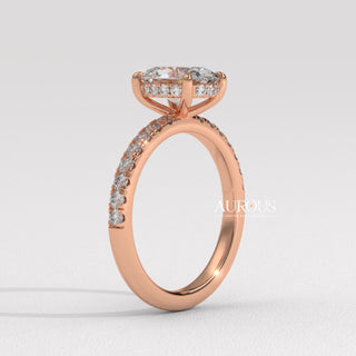 1.0CT Oval Cut Pave Setting Moissanite Engagement Ring