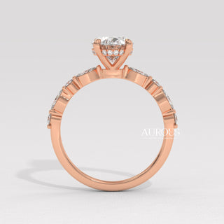 2.0CT Oval Diamond Pave Setting Moissanite Engagement Ring