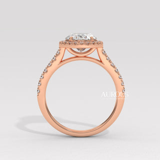 2.0CT Oval Cut Halo Pave Setting Moissanite Engagement Ring