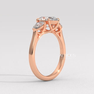 1.50CT Oval Diamond Three Stone Moissanite Engagement Ring