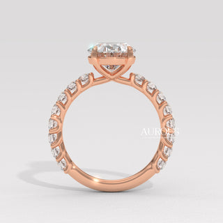 2.0CT Oval Cut Pave Setting Moissanite Engagement Ring